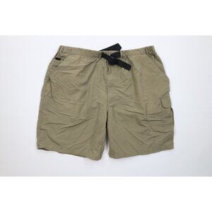 Vtg 90s Y2K Streetwear Mens Large Faded Belted Packable Trekking Cargo Shorts